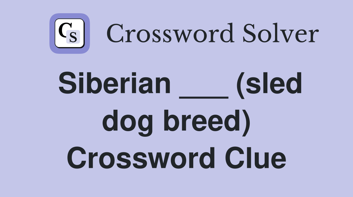 Siberian ___ (sled dog breed) Crossword Clue Answers Crossword Solver